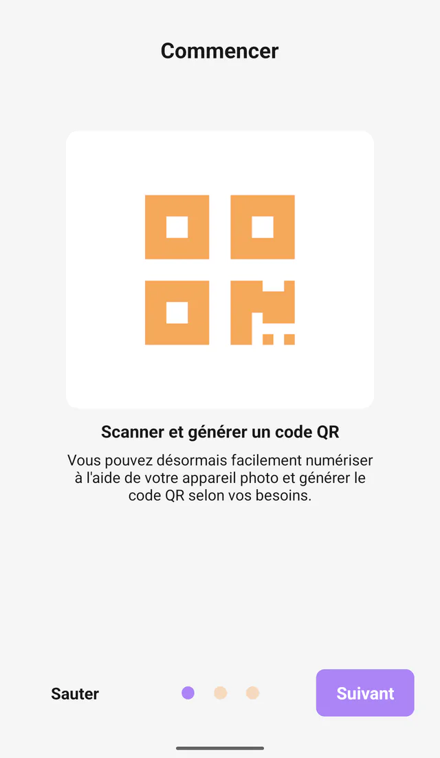 Capture Android de QR Code All In One: Scanner et créer. Introduction au scan et à la génération de QR.