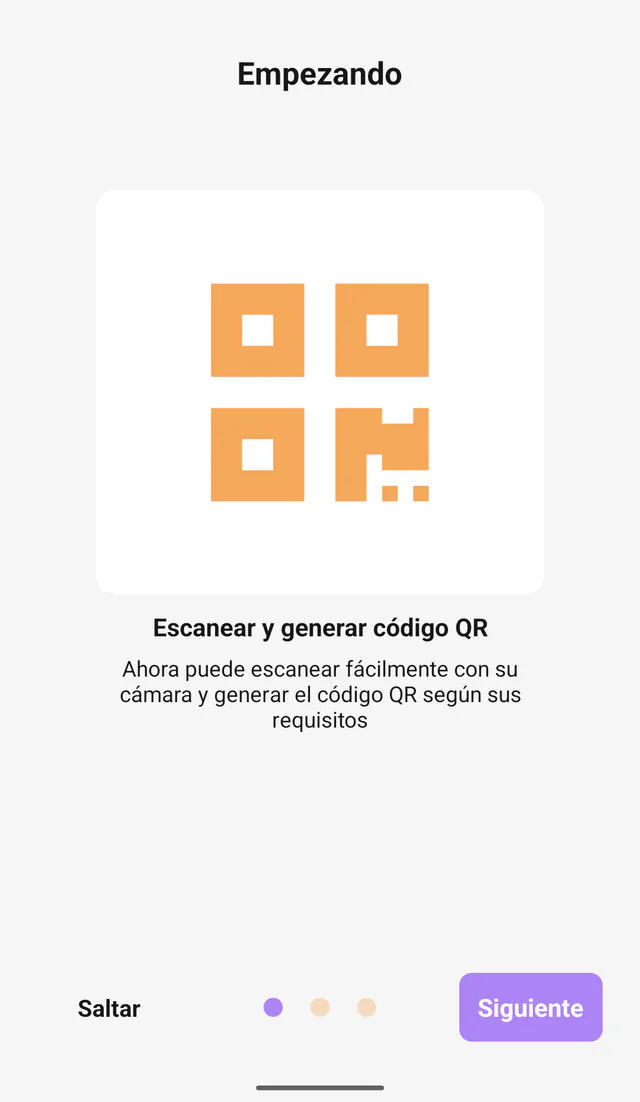 Captura de QR Code All In One para Android: Escanear y crear. Introducción al escaneo y a la generación de QR.